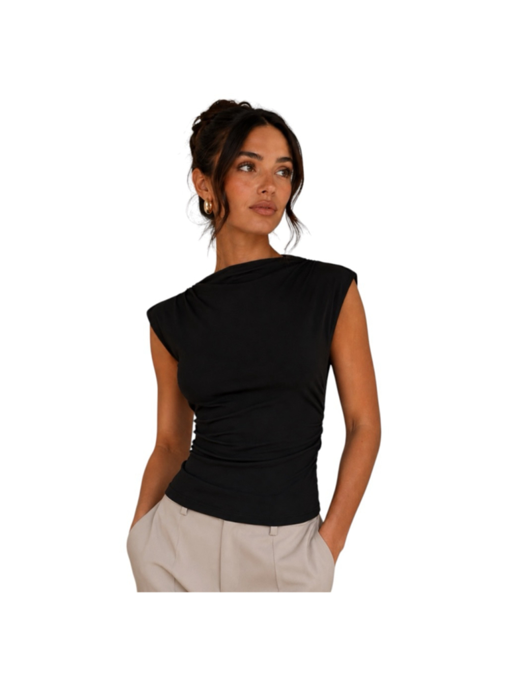 Petal + Pup Nissa Ruched Side Top Black Size Medium NWT